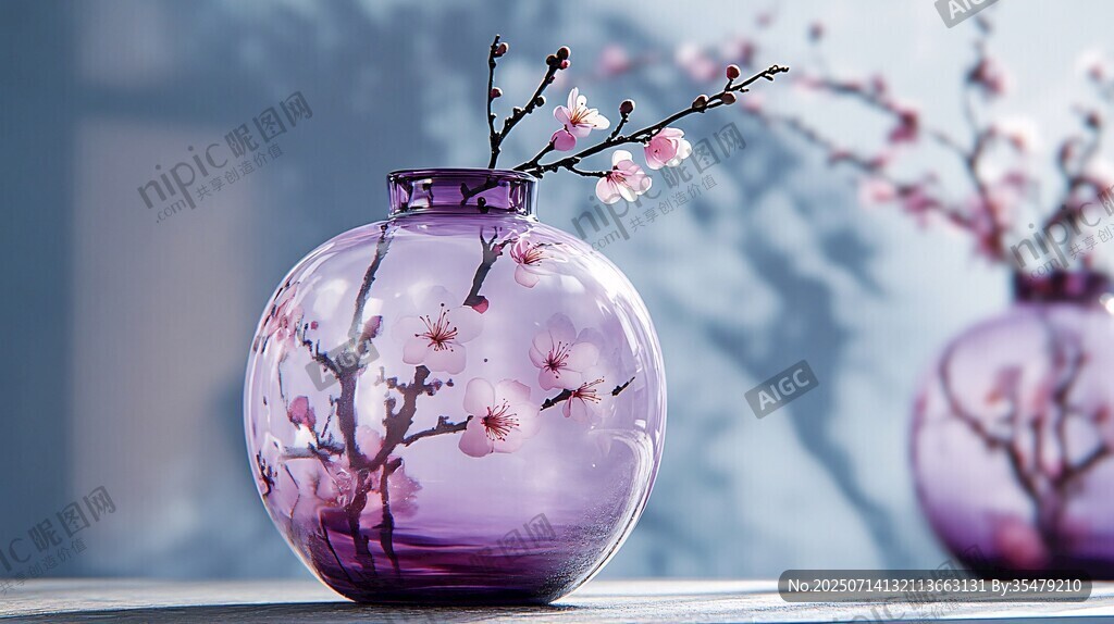 紫瓶插粉梅 雅致中式美