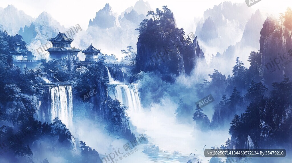水墨山水間的古典雅致景致