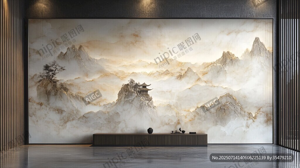 中式山水背景墻藝術(shù)美感