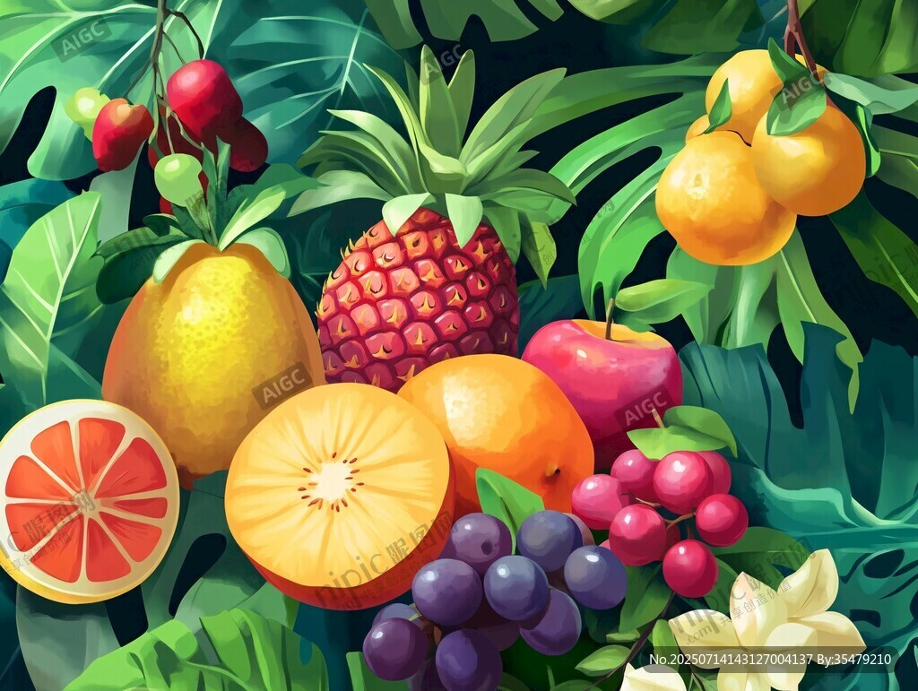 繽紛熱帶水果插畫盛宴