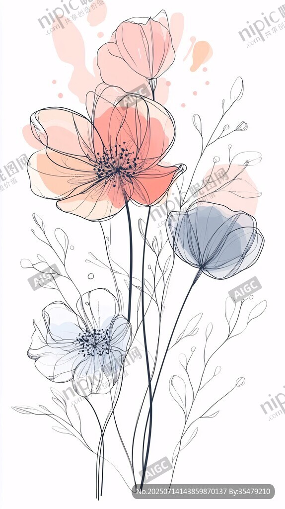 手繪清新花卉插畫作品