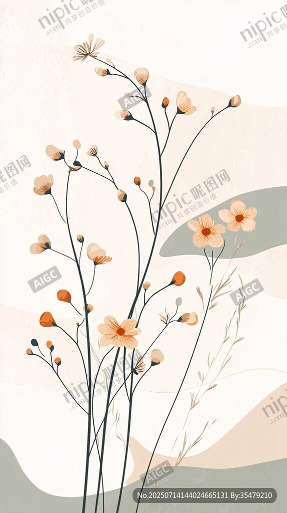 簡約風(fēng)花卉插畫