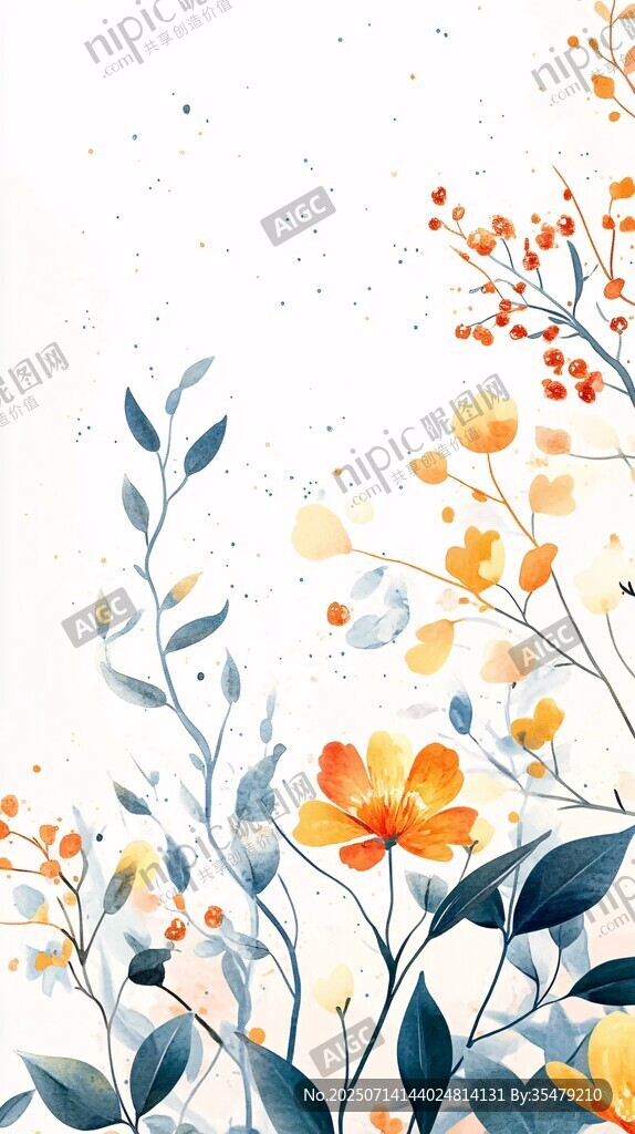 水彩花卉背景圖