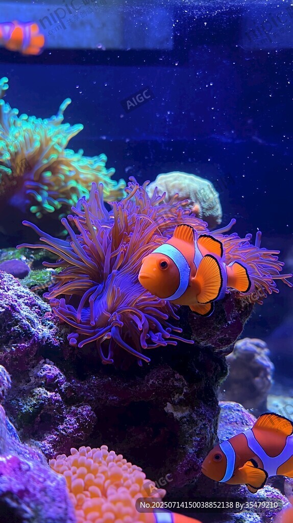 繽紛海底世界中的小丑魚