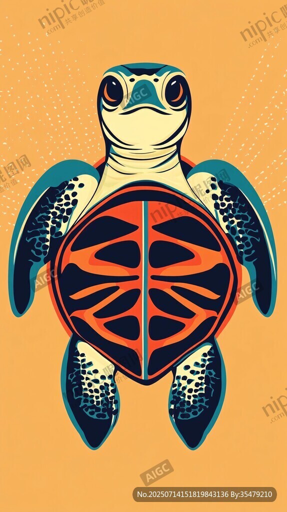 卡通海龜插畫