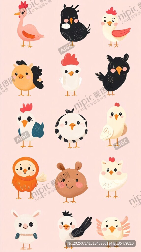 可愛萌趣的卡通禽鳥集合