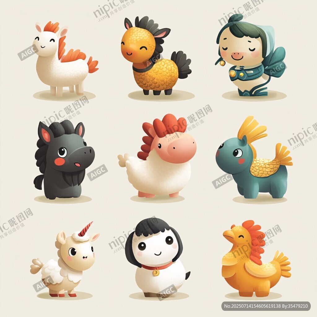可愛卡通動物角色集合