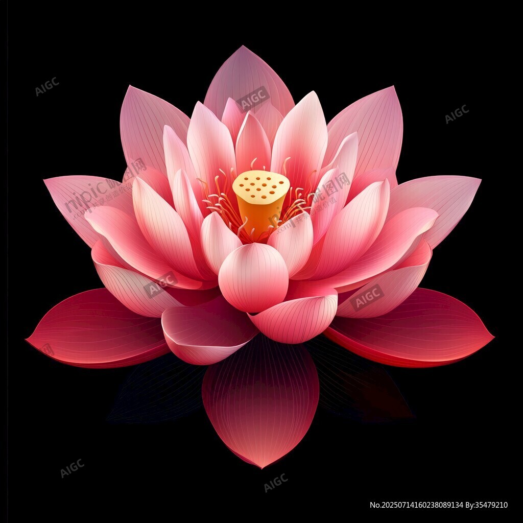 盛開的粉色立體蓮花圖案