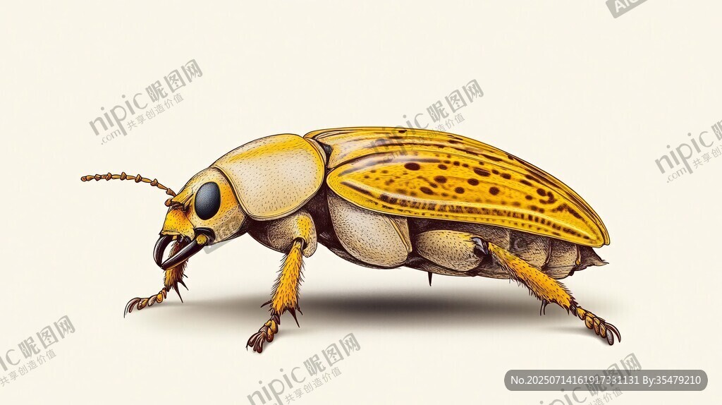 黃色斑點甲蟲插畫