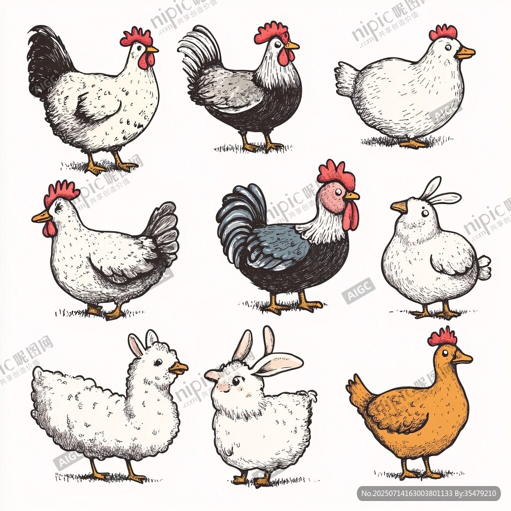 可愛雞兔插畫集合