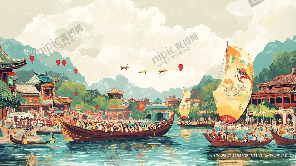 端午賽龍舟傳統(tǒng)場景