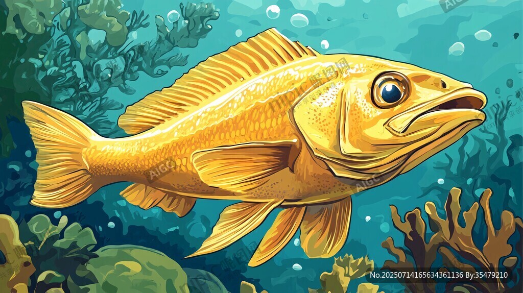 金黃大魚悠游海底世界