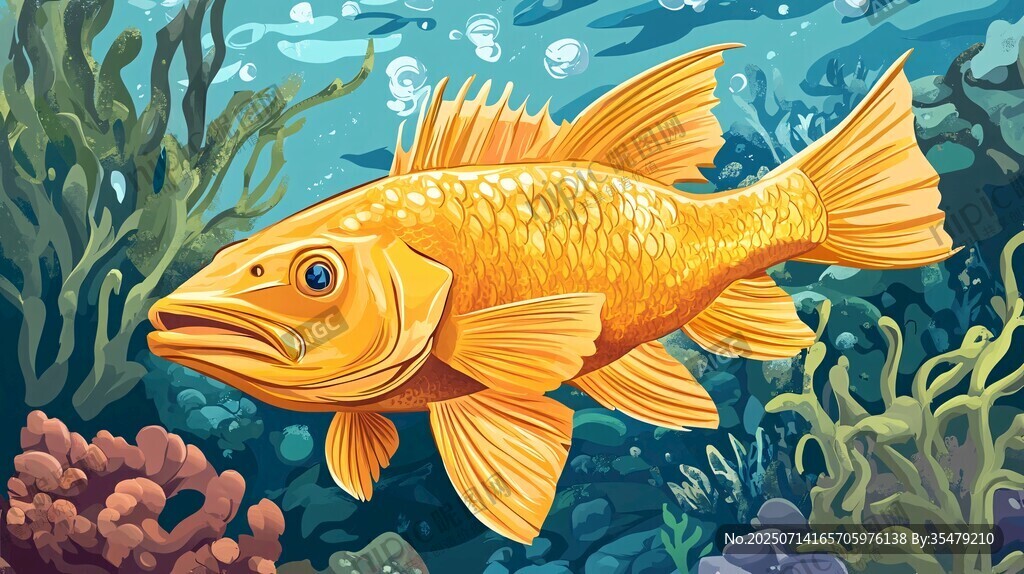 金色大魚的海底夢幻景象