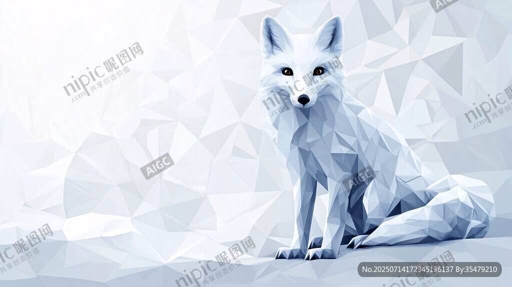 低多邊形風(fēng)格的白色狐貍
