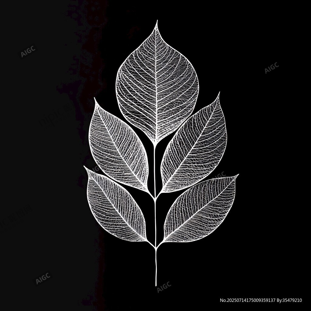 白色葉脈圖案 簡約葉片設(shè)計(jì)