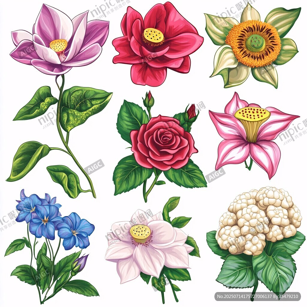 多彩花卉插畫集合