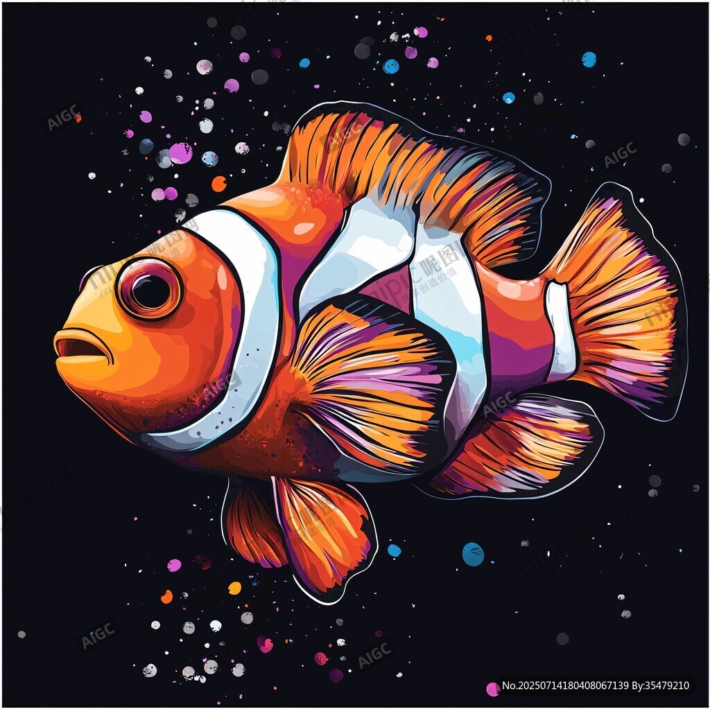 色彩斑斕的小丑魚(yú)插畫(huà)