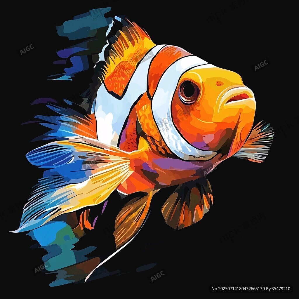 多彩小丑魚插畫