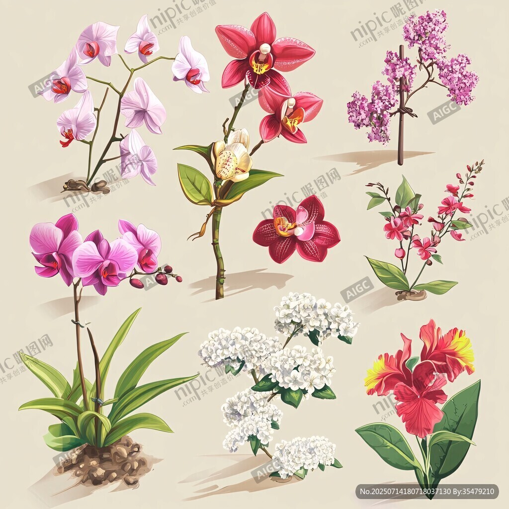 多彩花卉插畫集合