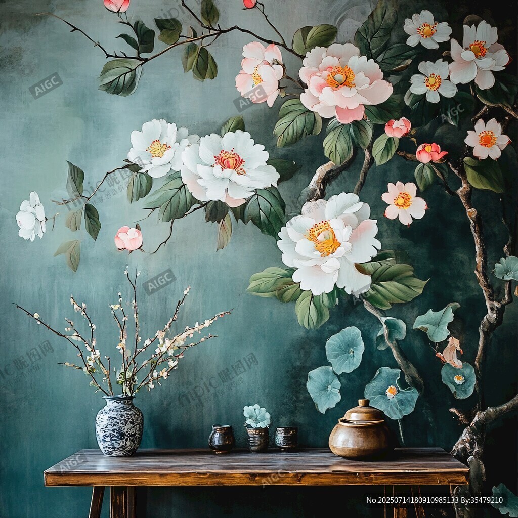 中式花卉靜物圖 雅致韻味濃