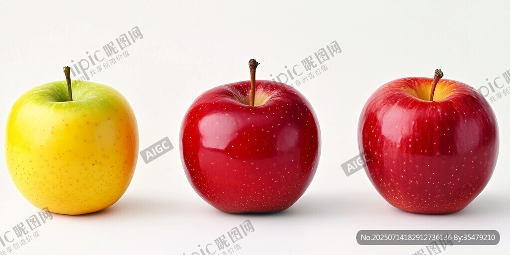 三個色澤鮮艷的美味蘋果