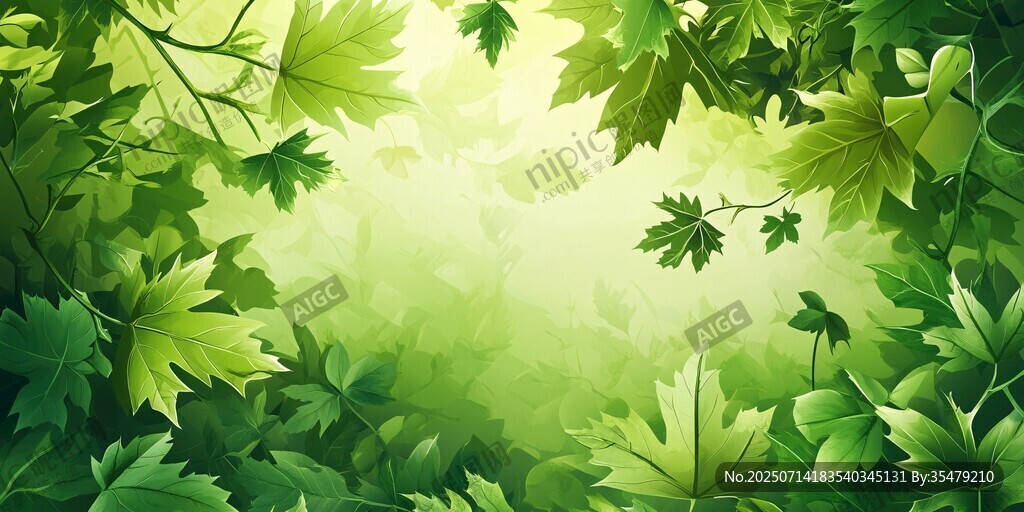綠意盎然的清新樹葉背景