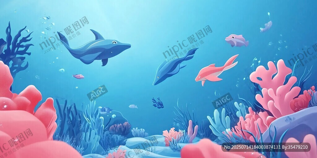 夢(mèng)幻海底世界的魚群暢游