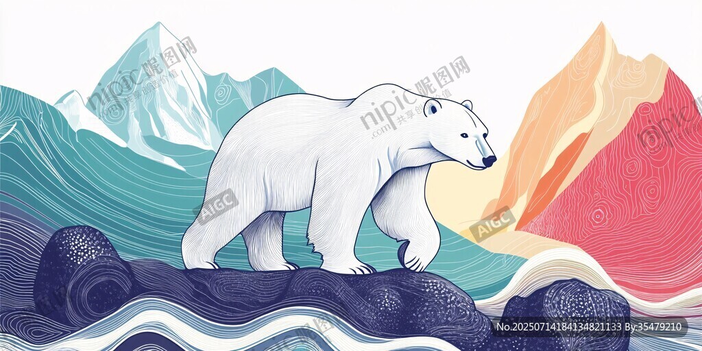 北極熊漫步于山海之間