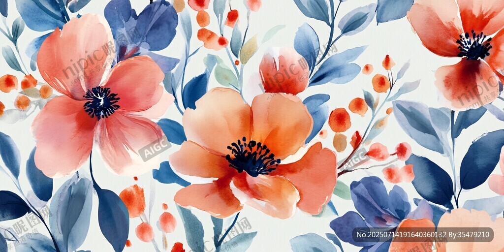水彩花卉圖案 清新風(fēng)