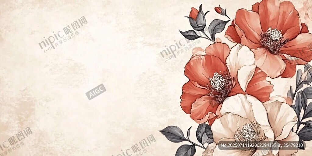 復(fù)古風(fēng)花卉背景圖