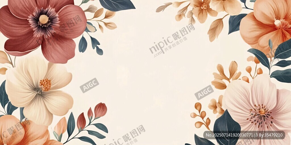 花卉邊框插畫