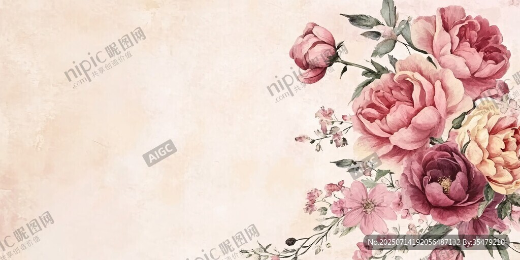 唯美花卉角落裝飾背景圖