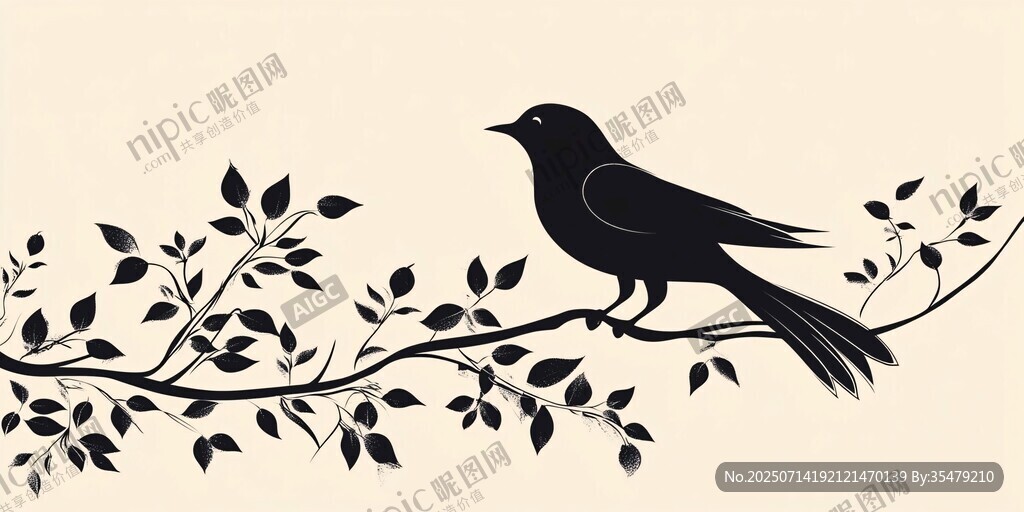 枝頭飛鳥(niǎo)剪影