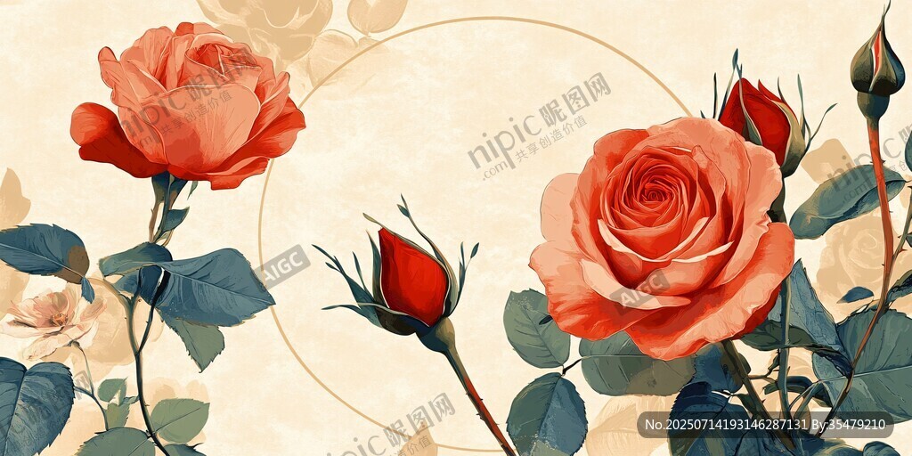 復(fù)古風(fēng)綻放的嬌艷紅玫瑰