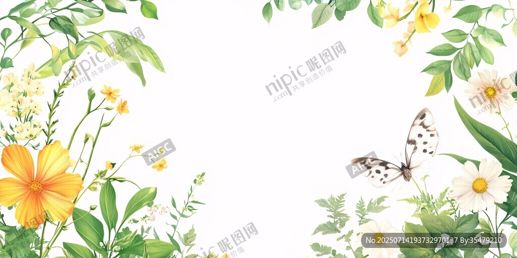 春日花卉蝴蝶裝飾畫