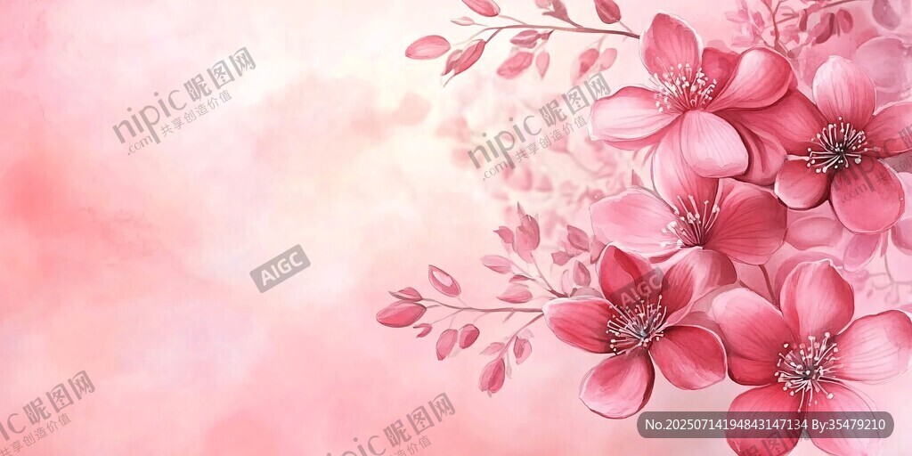 粉色夢幻花卉背景圖