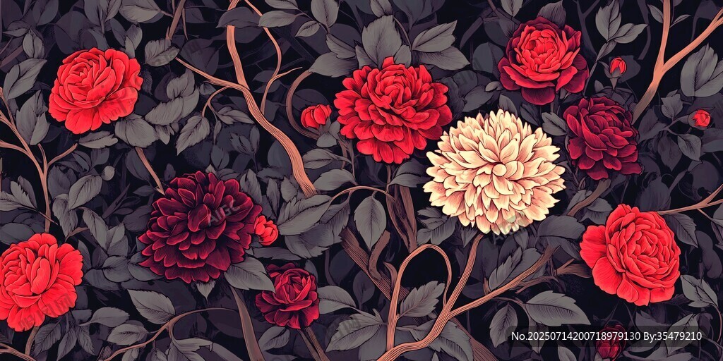 復(fù)古繁花圖案背景