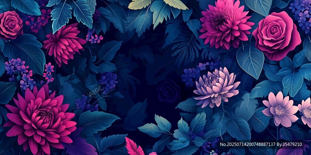 夢幻花卉圖案背景