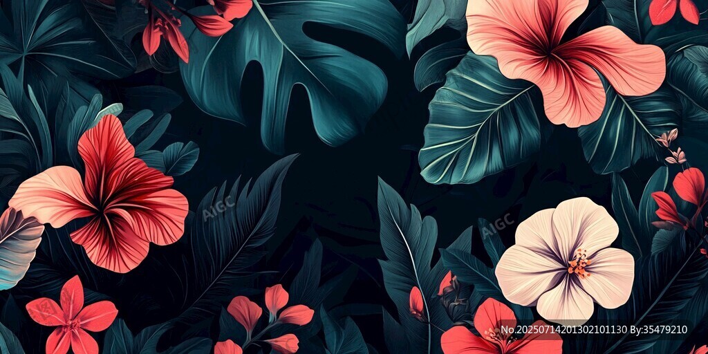 熱帶花卉圖案背景設(shè)計(jì)