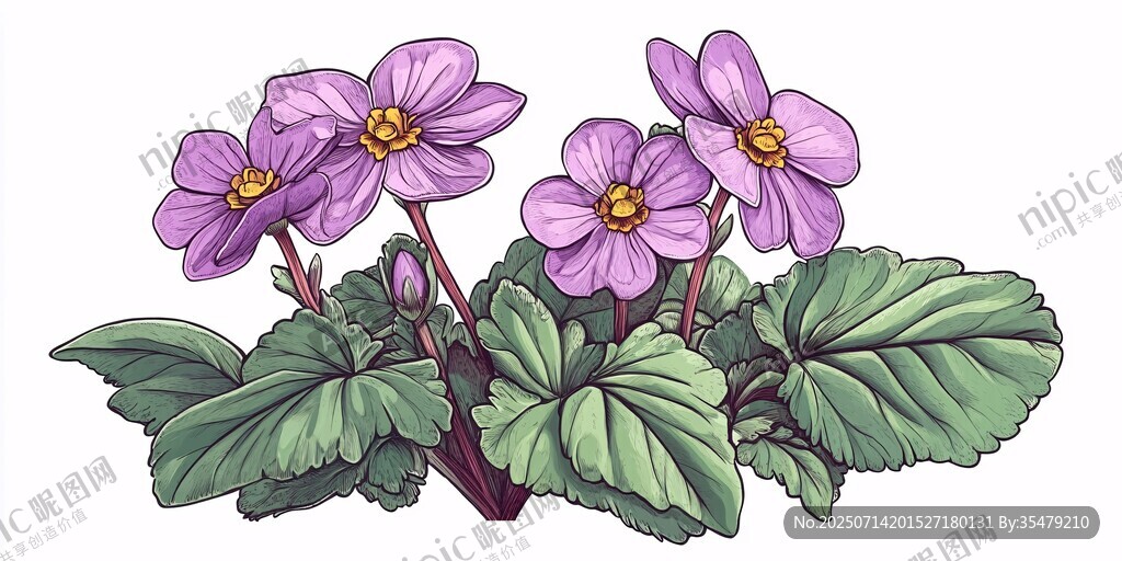 紫色堇菜插畫