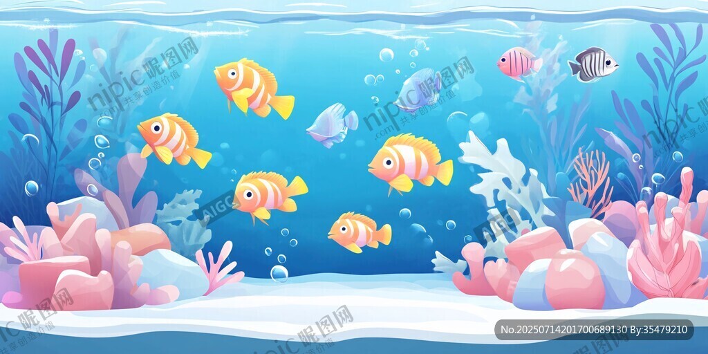海底魚(yú)群與珊瑚夢(mèng)幻景象