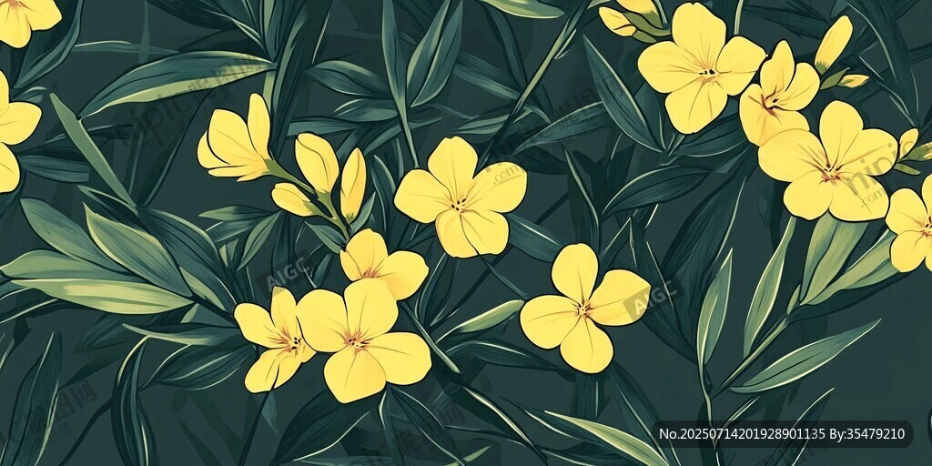 黃花朵朵綻于綠葉間