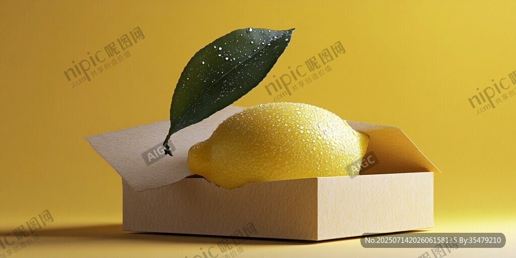 盒裝檸檬帶葉清新畫面