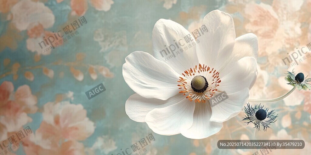 優(yōu)雅銀蓮花 夢(mèng)幻花卉背景