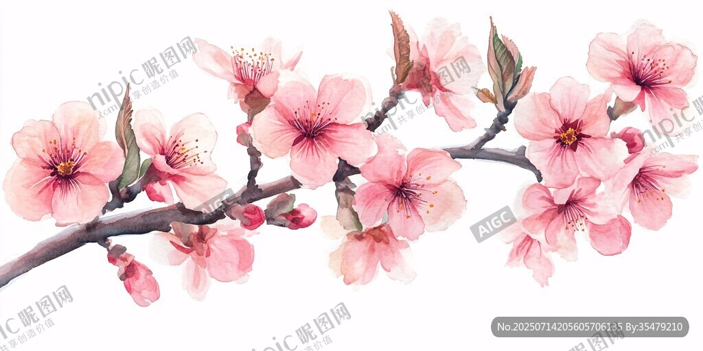 粉色爛漫桃花枝