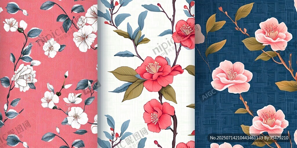花卉圖案布料設(shè)計展示