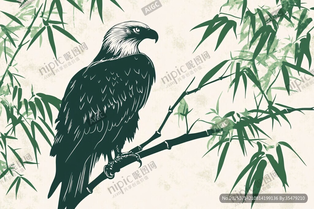 鷹棲竹枝圖