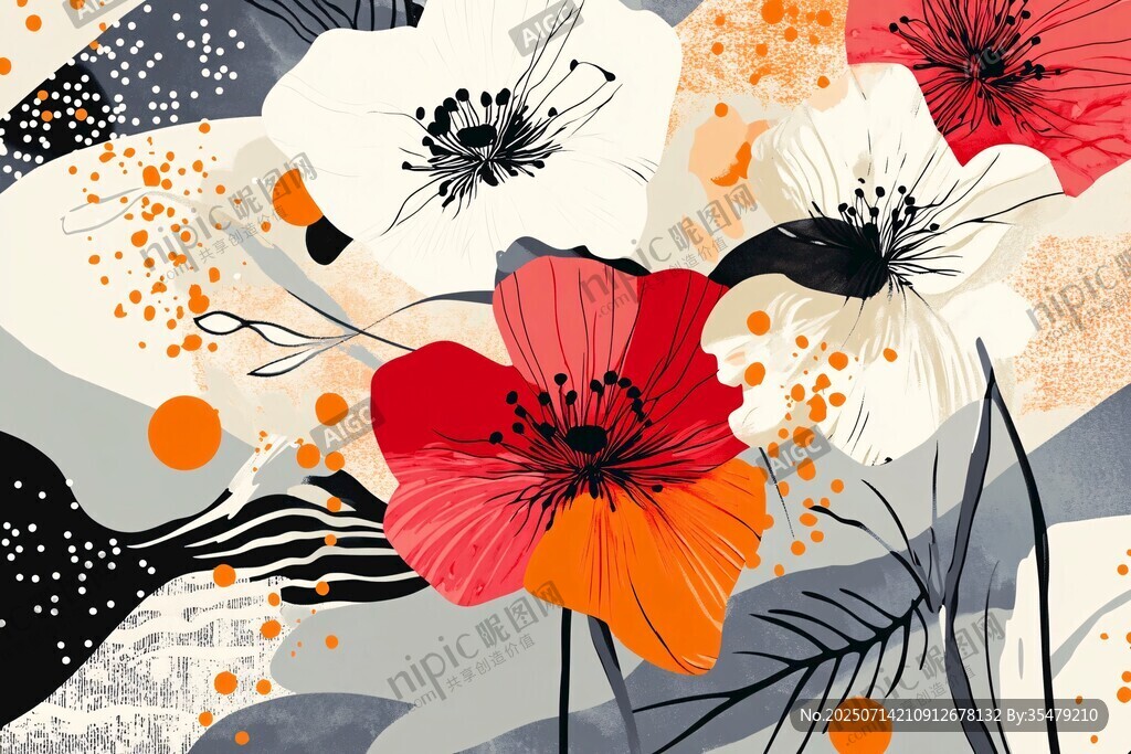 抽象花卉藝術(shù)插畫