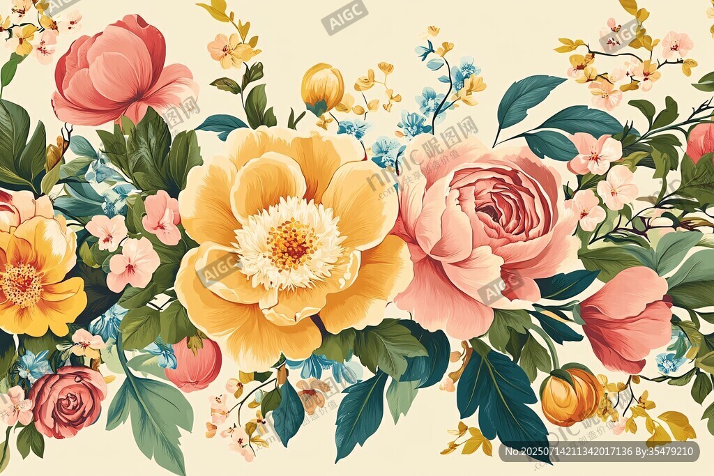 復(fù)古風(fēng)花卉圖案裝飾畫