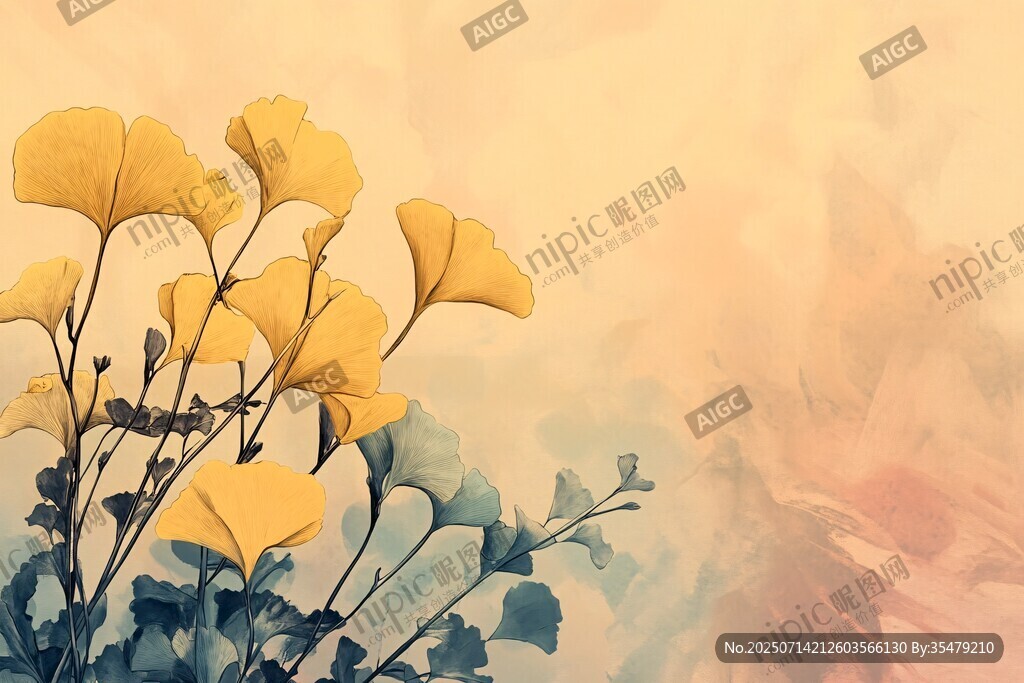 金黃銀杏花的夢幻景致
